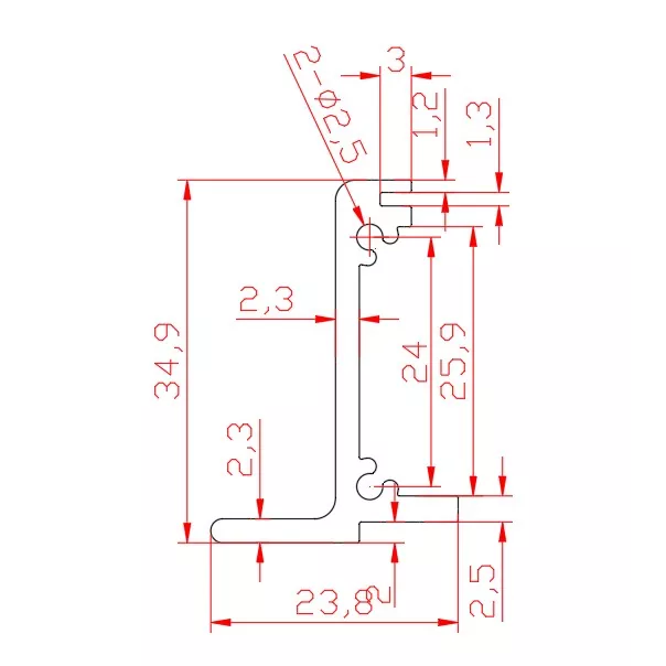 34.9mm Low Profile Aluminum Extrusion Chassis for Electronic Devices